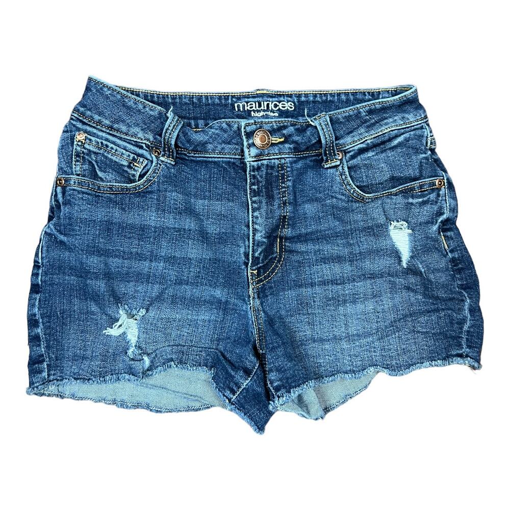 Maurices Womens Juniors High Rise Jean Shorts Distressed sz 6